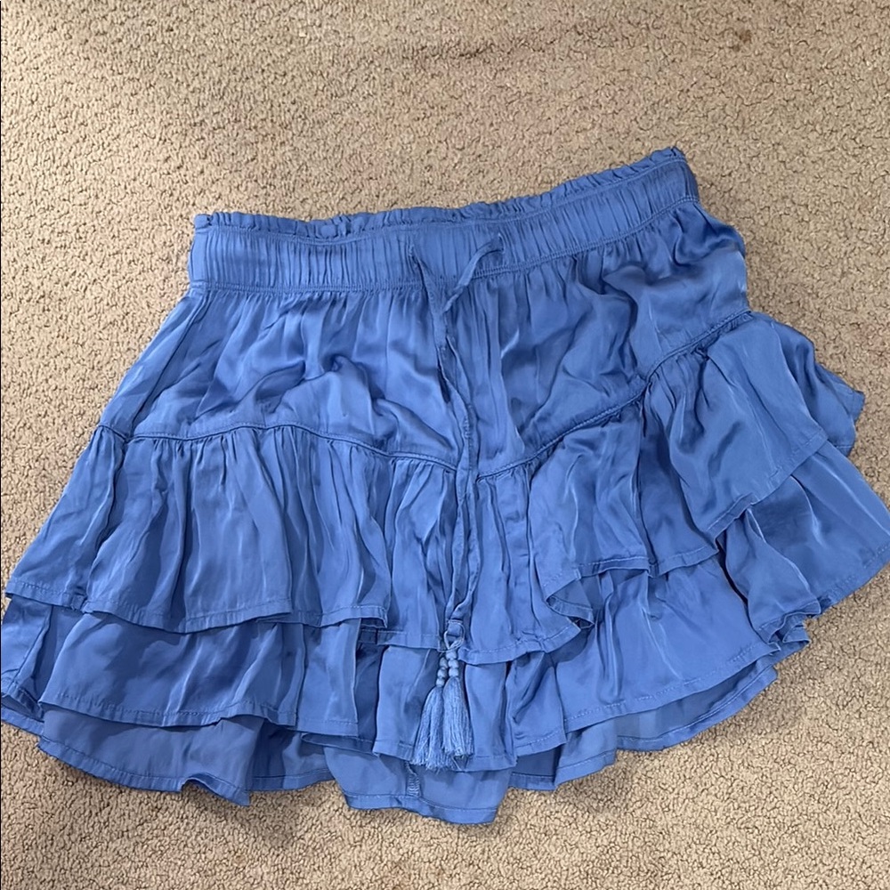 Blue Ruffled Mini Skirt
